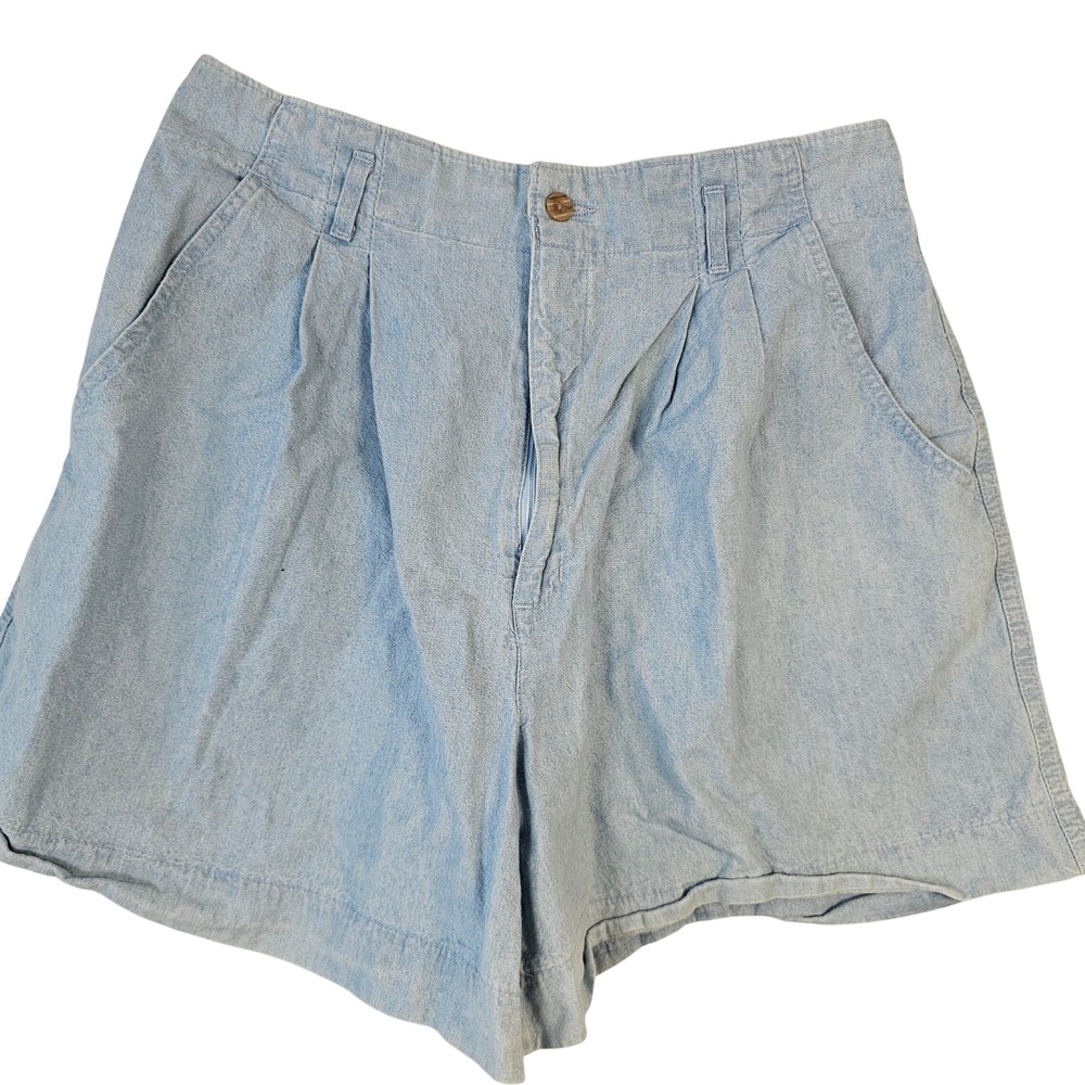 Vintage Dockers Levi's Light Wash Pleated Denim Shorts Womens 14 Made in USA